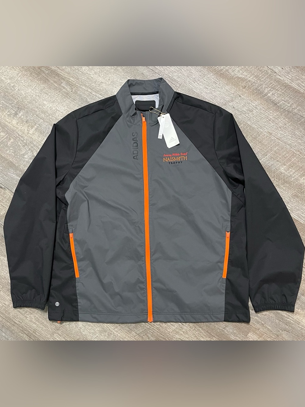 adidas provision Men’s Gray Black orange full zip Windbreaker jacket new w/tags